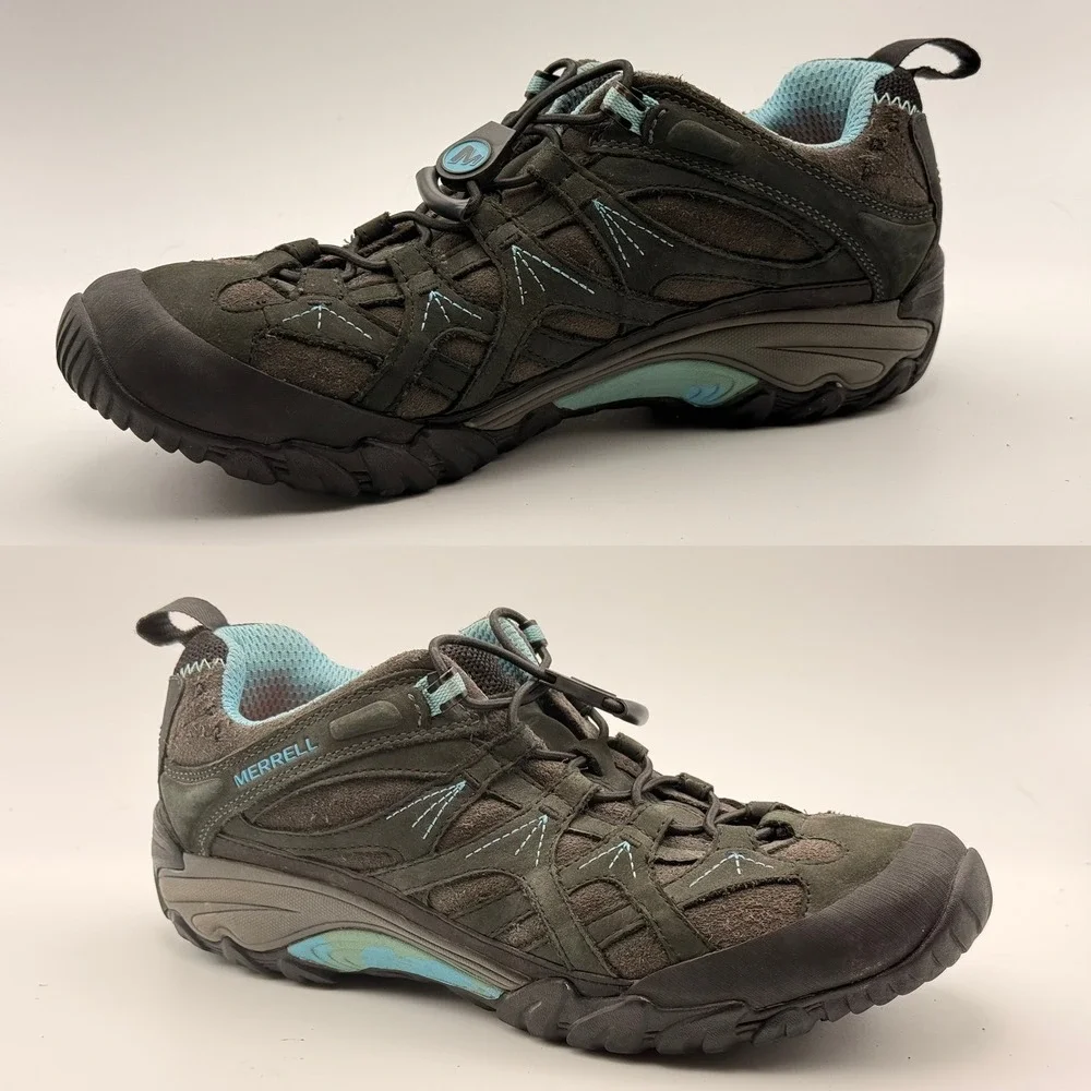Merrell Women's Brown and Light Blue Athletic Trail Shoes